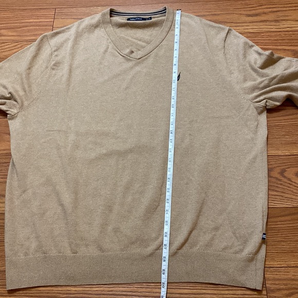 NAUTICA NAVTECH men’s Ribbed V-neck long sleeve tan sweater cotton blend XXL 🌞 - Picture 11 of 12